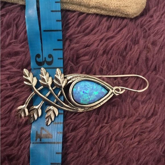 NWT Natural Blue Opal Bold Dangle Earrings - Picture 11 of 11